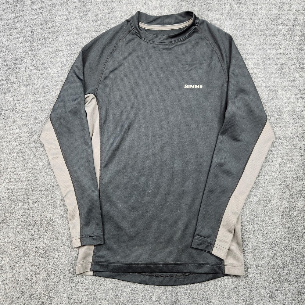 Simms Shirt Mens Small Gray Long Sleeve‎ Fishing Base Layer Performance